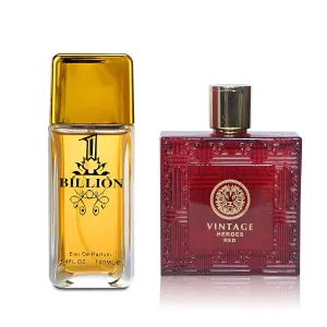 1 Billion&Vintage Heroes Red Combo Men's Cologne- Eau De Toilette Spray Perfume, Fragrance For Men- Daywear, Casual Daily Cologne Set 3.4 Oz Bottle- Ideal EDT Beauty Gift for Birthday, Anniversary
