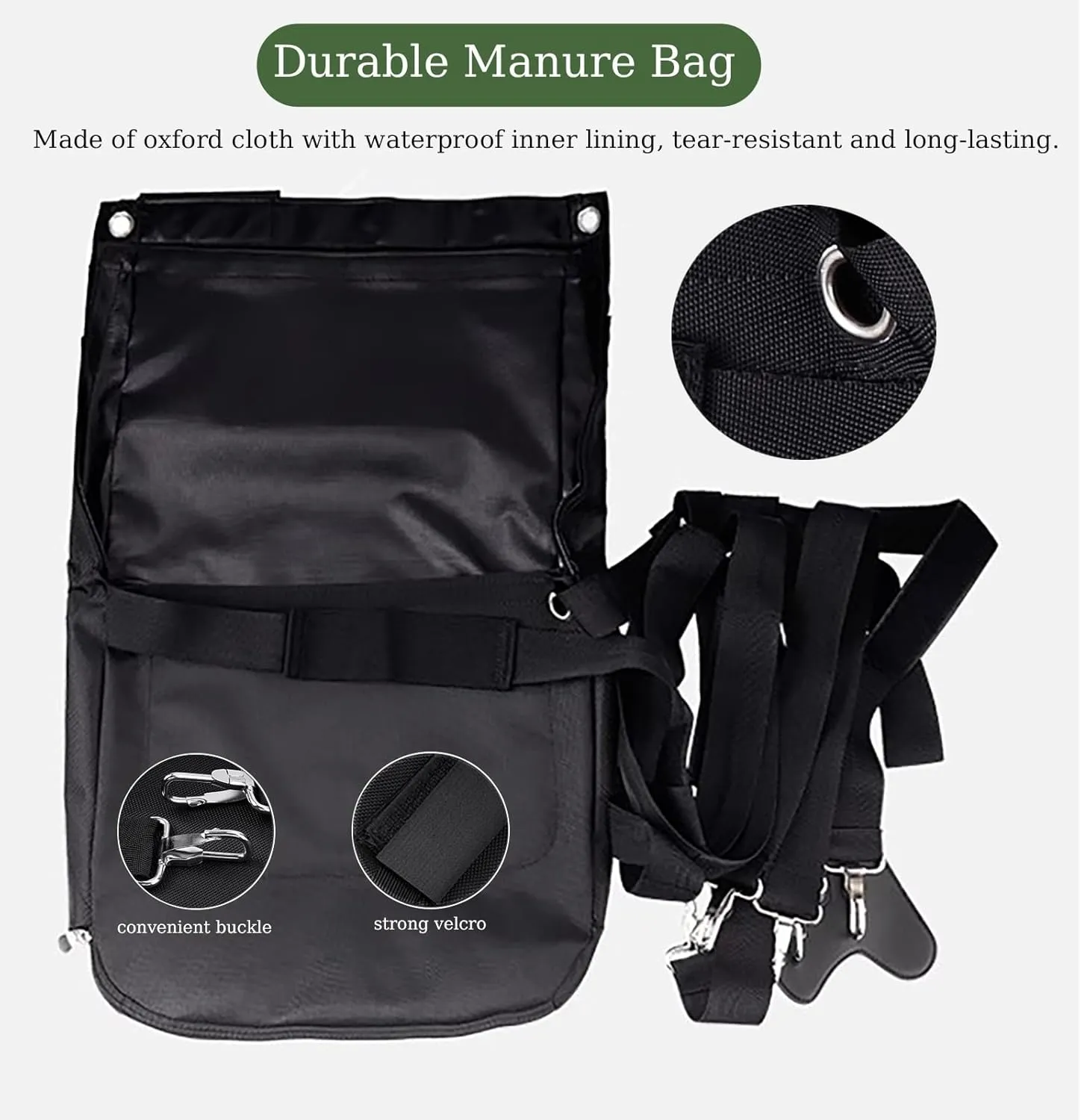 1/2/ 3/4/ 5 PCS Equine Diaper Manure Catcher Bag, Washable Pony Diaper Bag with PU Inner Lining, Portable Horse Muck Collection Bag with Attachment(3PCS,Medium)