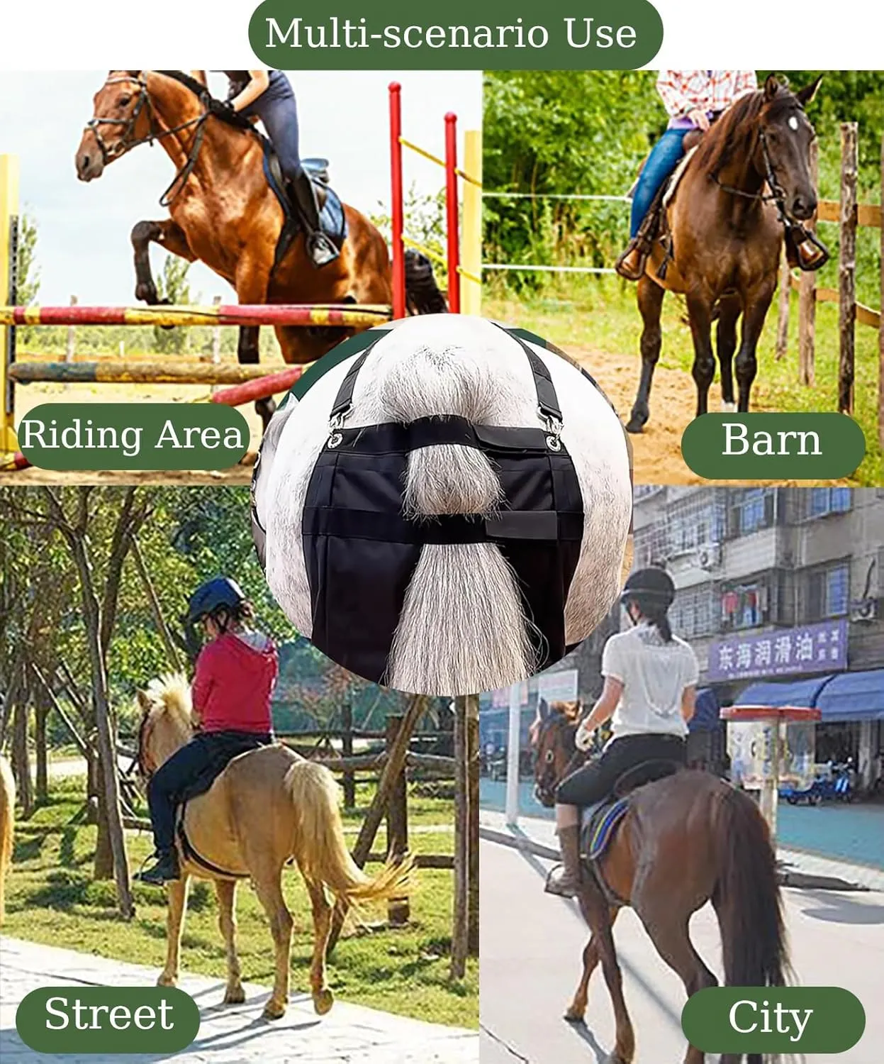 1/2/ 3/4/ 5 PCS Equine Diaper Manure Catcher Bag, Washable Pony Diaper Bag with PU Inner Lining, Portable Horse Muck Collection Bag with Attachment(3PCS,Medium)