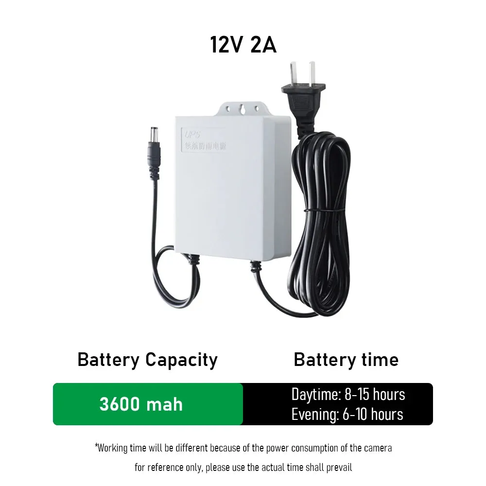 12V 2A UPS Security Camera Special Power Cable Built-in Battery Independent Power Supply 24 Hours Working Monitor Power Supply
