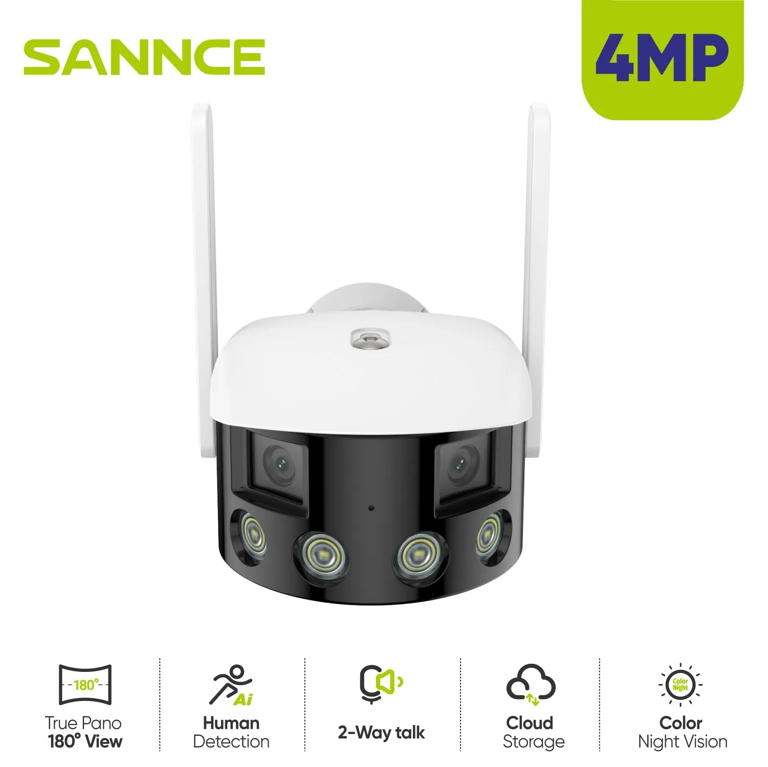 180° Ultra Wide Angle 4MP Outdoor Security Camera