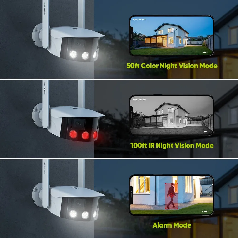 180° Ultra Wide Angle 4MP Outdoor Security Camera