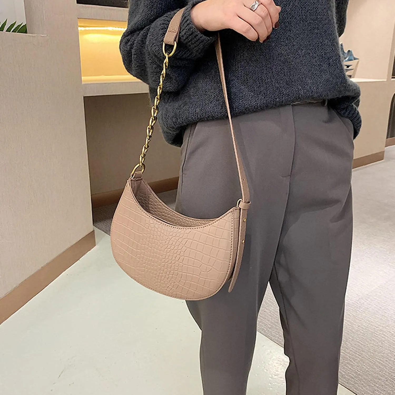 1pcs Shoulder Bag Retro Classic Purse Clutch Shoulder Tote Hand Bag with Zipper Closure for Women (coffee)