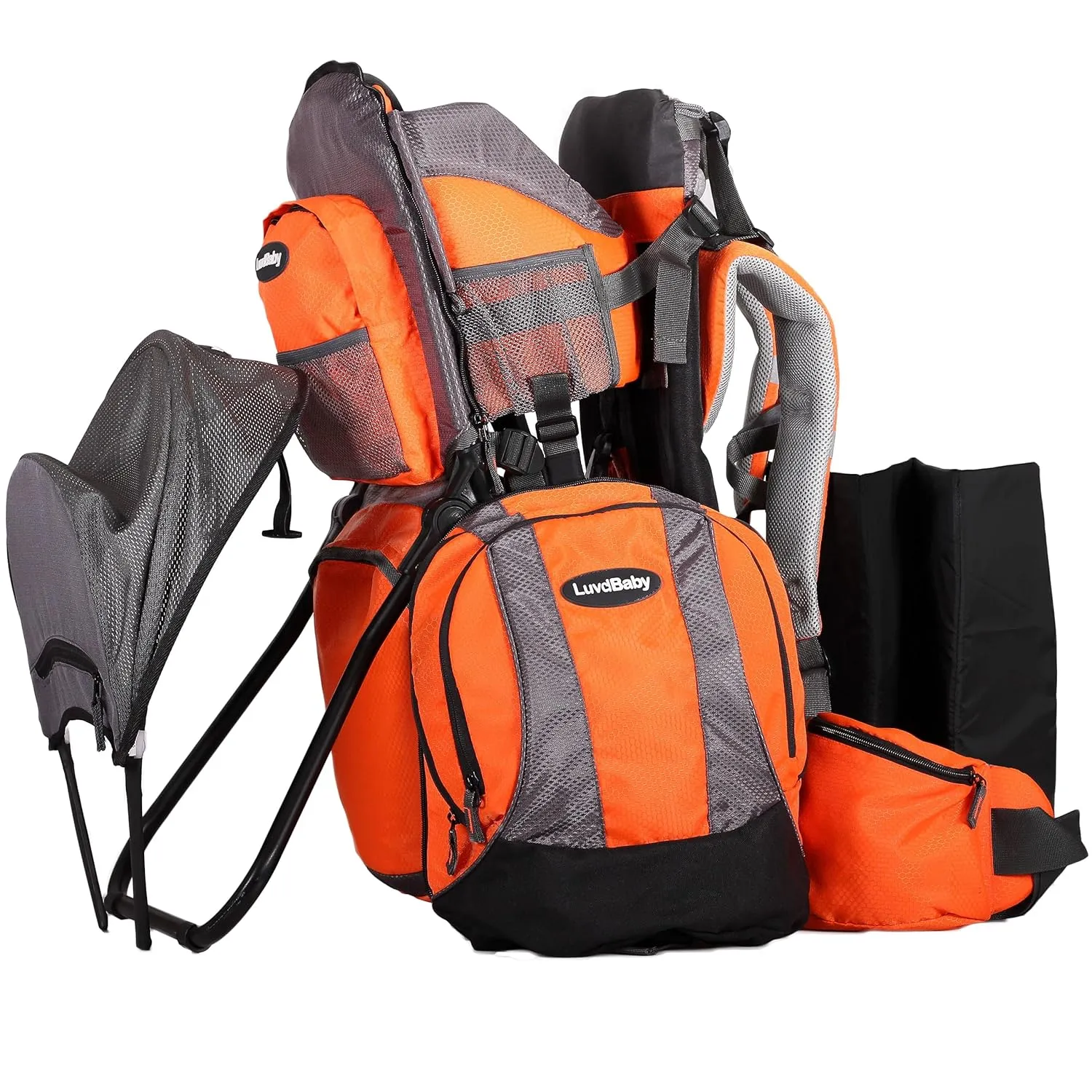 2-in 1 Baby Backpack Carrier - Ergonomic Toddler Hiking/Baby Hiking Backpack Carrier with Removable Bag, Diaper Change Pad, Insulated Pocket   Rain and Sun Hood to Protect Your Child