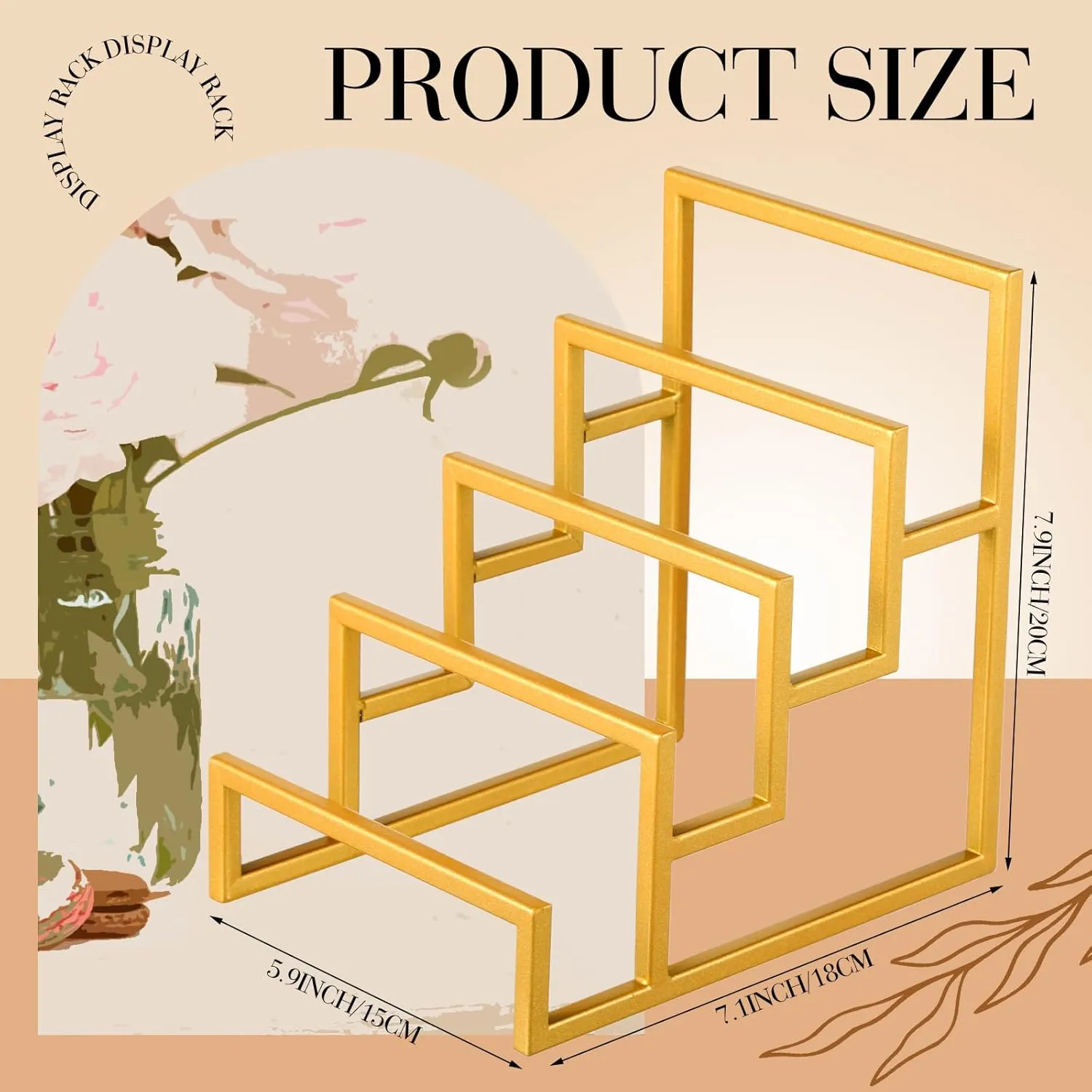 2 Pack Purse Organizer for Closet Display 4 Layer Gold Riser Stand Clutch Purse Organizer Display Metal Wallet Rack for Handbag Home Retail Boutique Store Supplies