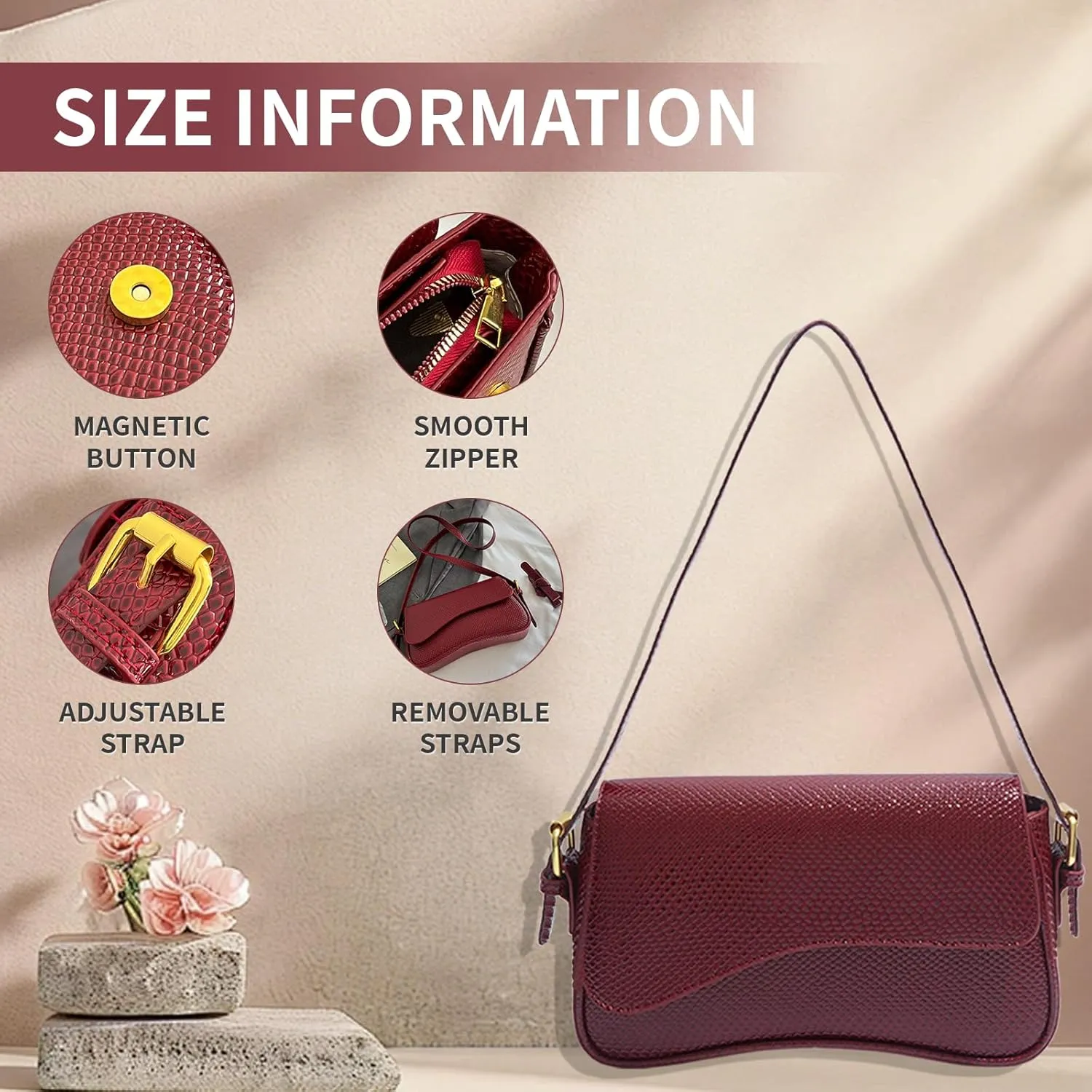 2025 Small Shoulder Bag Y2K Purse for Women, Crocodile Clutch Purse Handbag Satchel Tote Bag Classic Retro Crossbody Bag