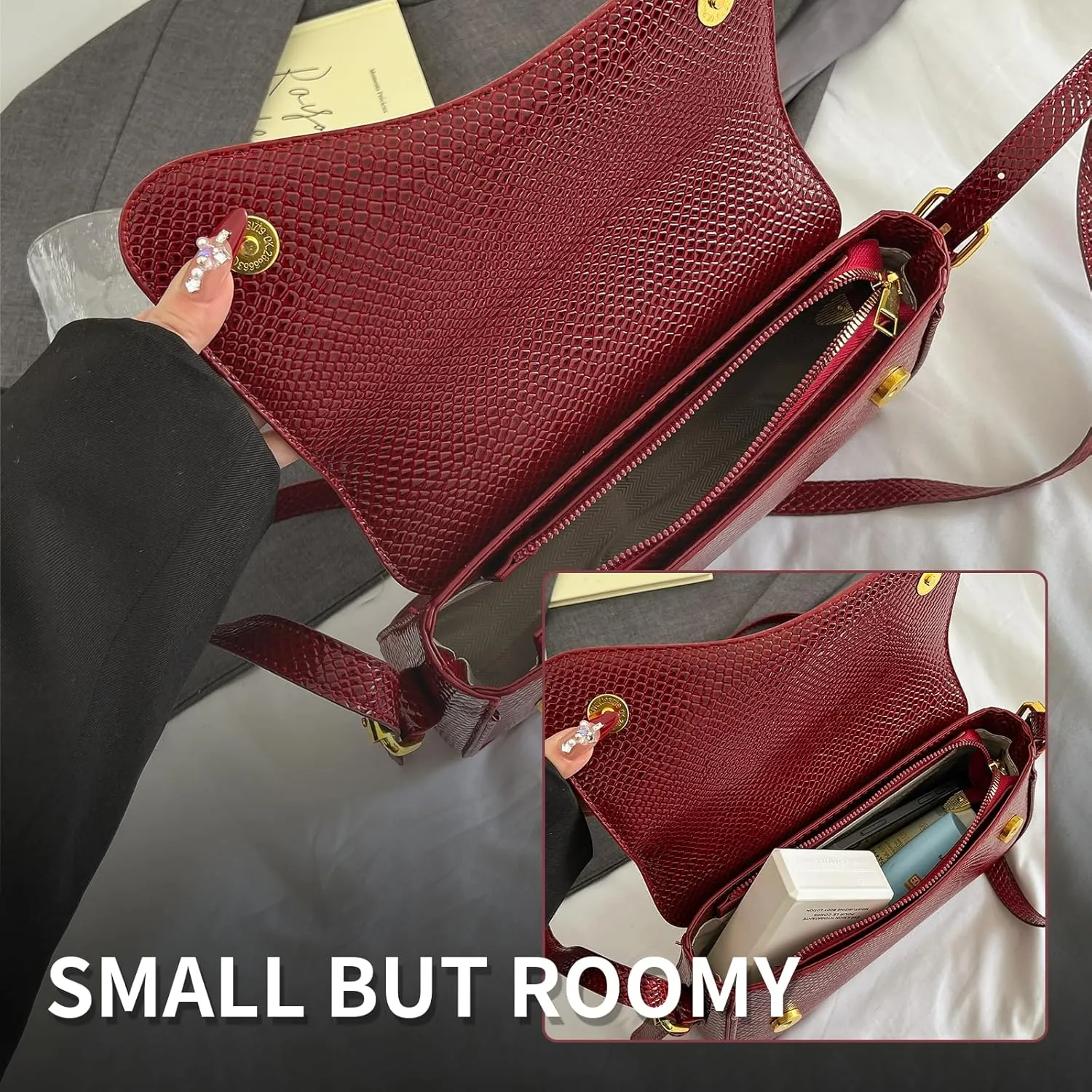 2025 Small Shoulder Bag Y2K Purse for Women, Crocodile Clutch Purse Handbag Satchel Tote Bag Classic Retro Crossbody Bag