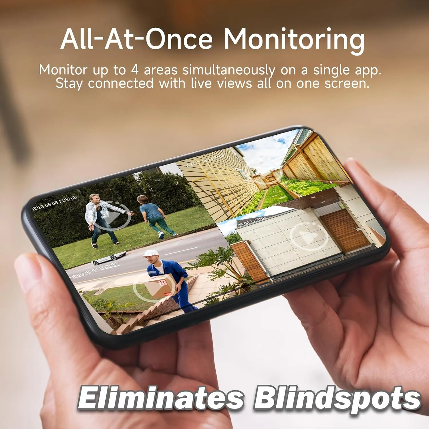 2.4/5 Ghz WiFi Cameras for Home Security, 2K Solar Camera Outdoor Wireless, Color Night Vision Spotlight Camera with 130°Wide View，2-Way Audio, IP66, Cloud/SD, AI Detection, Works Alexa, 4 Cam-kit