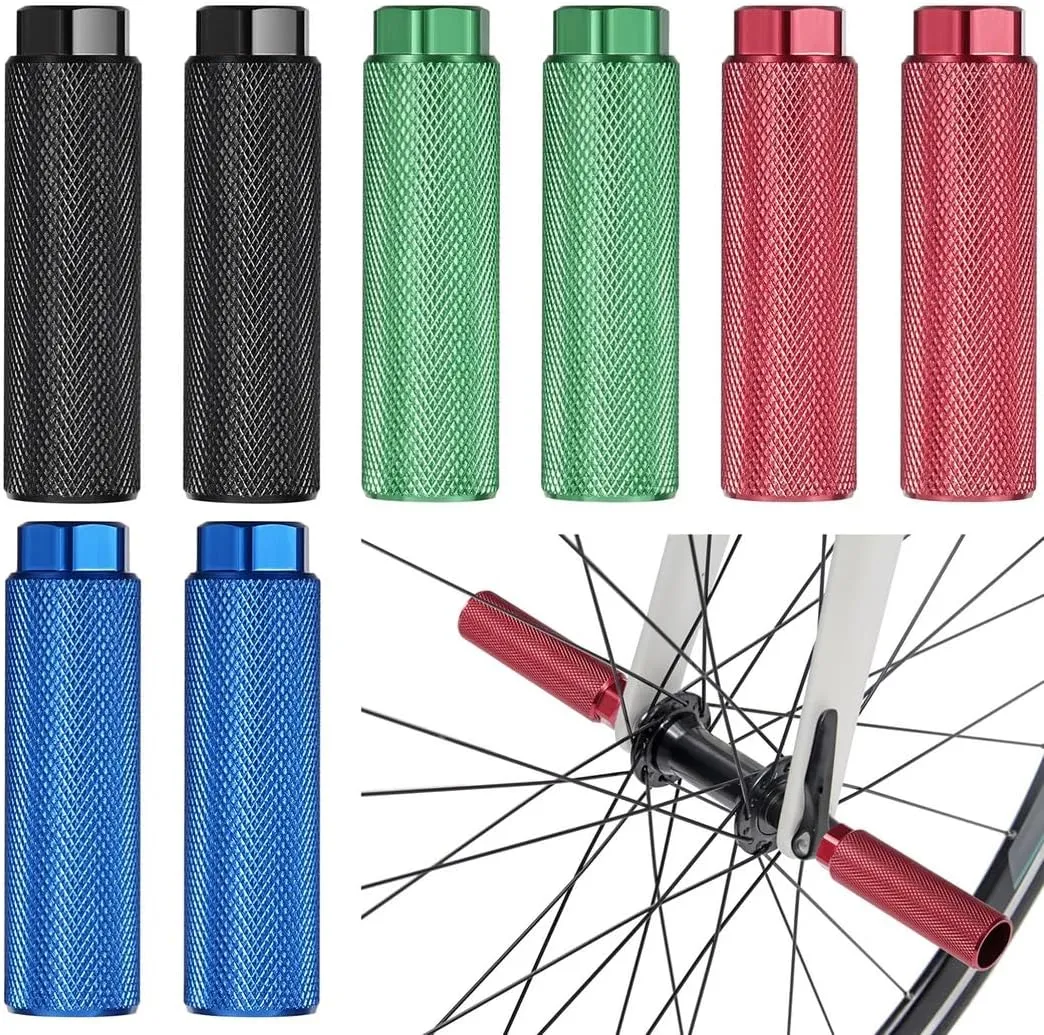 4 Pairs Aluminum Pegs, Non-Slip Foot Pedals, Universal Fit For 3/8In Axles