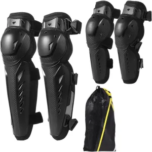 4-Piece Knee and Elbow Pads for Adults, Hard Shell Protection with Adjustable Straps for Dirt, Ski, Skateboard, and Cycling