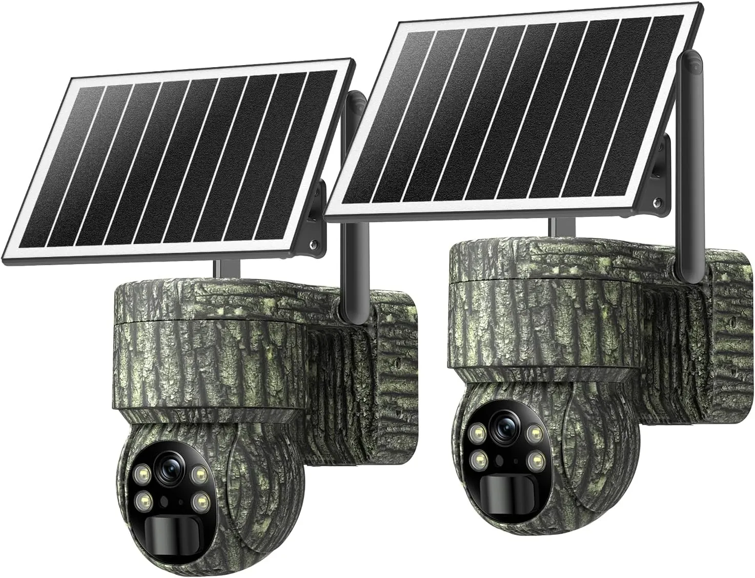 4G LTE Cellular Trail Cameras 2 Pack, Unlimited Data Plan, 360°Full View Live Video, 2K HD Game Camera with Solar Power, Security Camera Built-in SIM Card with PIR Night Vision, IP65 Waterproof