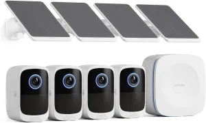 4K Security Cameras Wireless Outdoor/Indoor, Battery Cameras for Home Security, No Monthly Fees, 32G Local Storage, Advanced AI, 5W Solar Panels, Color Night Vision, 2-Way Audio, 2.4Ghz WiFi