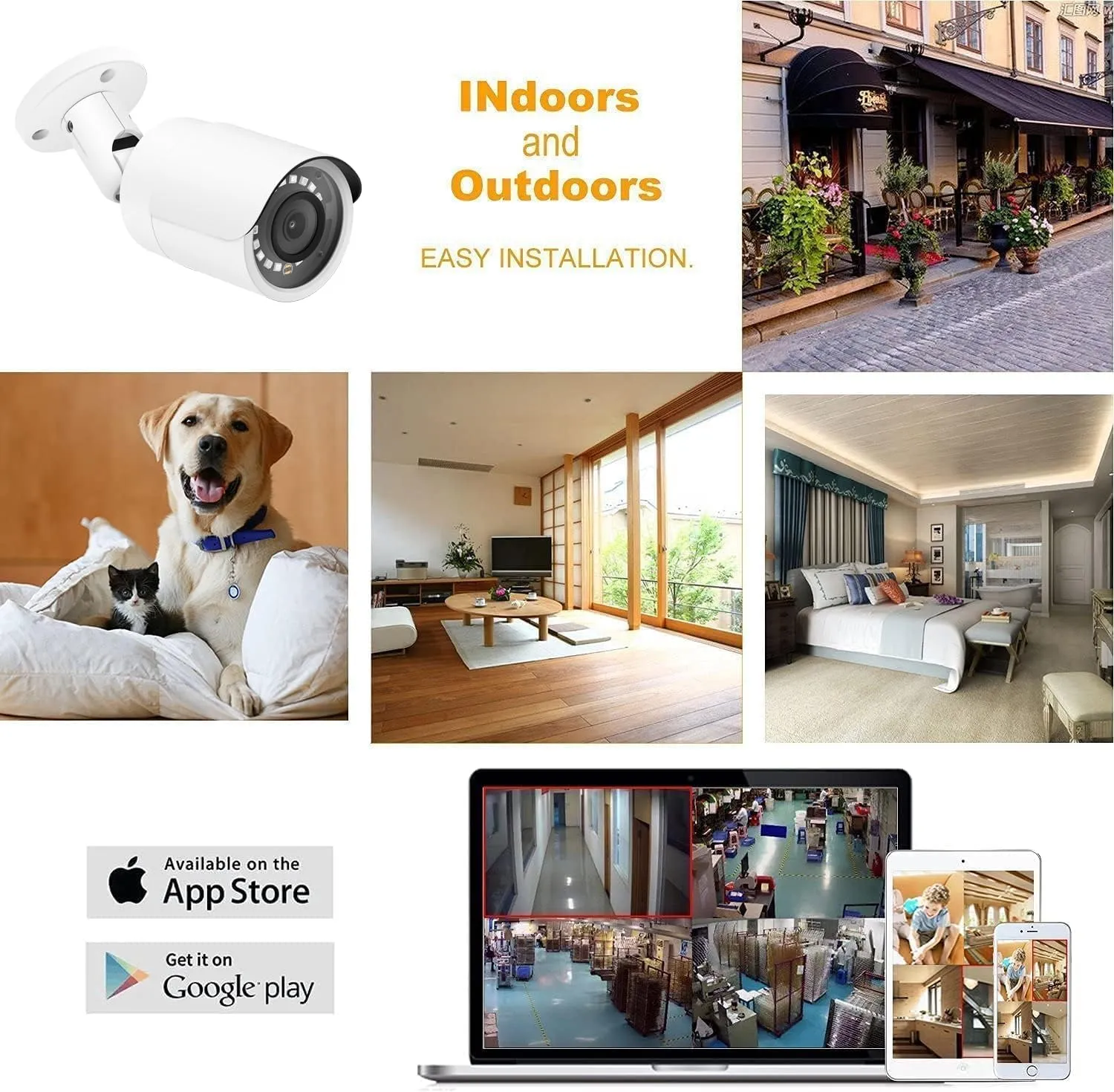 4MP PoE IP Bullet Outdoor Camera, 2.8mm Wide Angle, H.265, IP66 Weatherproof, ONLY Compatible with Hik Vision, Uniview NVR