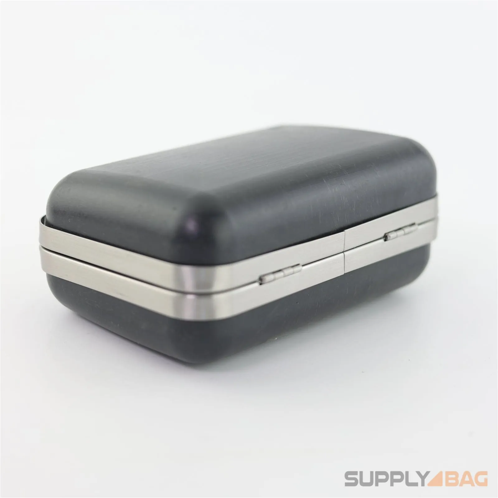 5 3/8 x 3 1/2 inch - Matte Silver Clamshell Clutch Frame with Covers