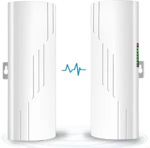 5.8GHz Outdoor Wireless Bridge Point to Point Access PTP/PTMP Plug & Play CPE Network 300Mbps 1.2ML Long Range WiFi Extender with 12DBI High Gain Antenna,POE Power Adapter