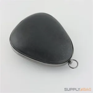 6 x 7 inch - Pear Shaped Gunmetal Clamshell Clutch Frame with Covers