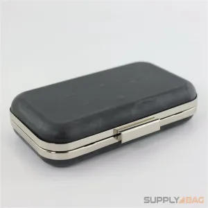 7 3/4 x 4 1/2 inch - Silver Clamshell Clutch Frame with Covers