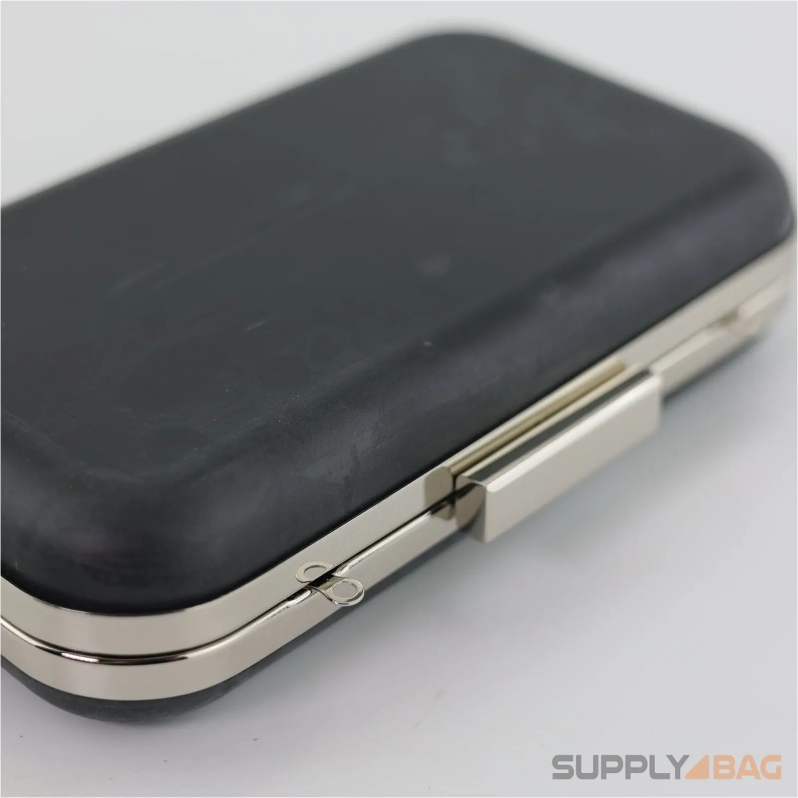 7 3/4 x 4 1/2 inch - Silver Clamshell Clutch Frame with Covers