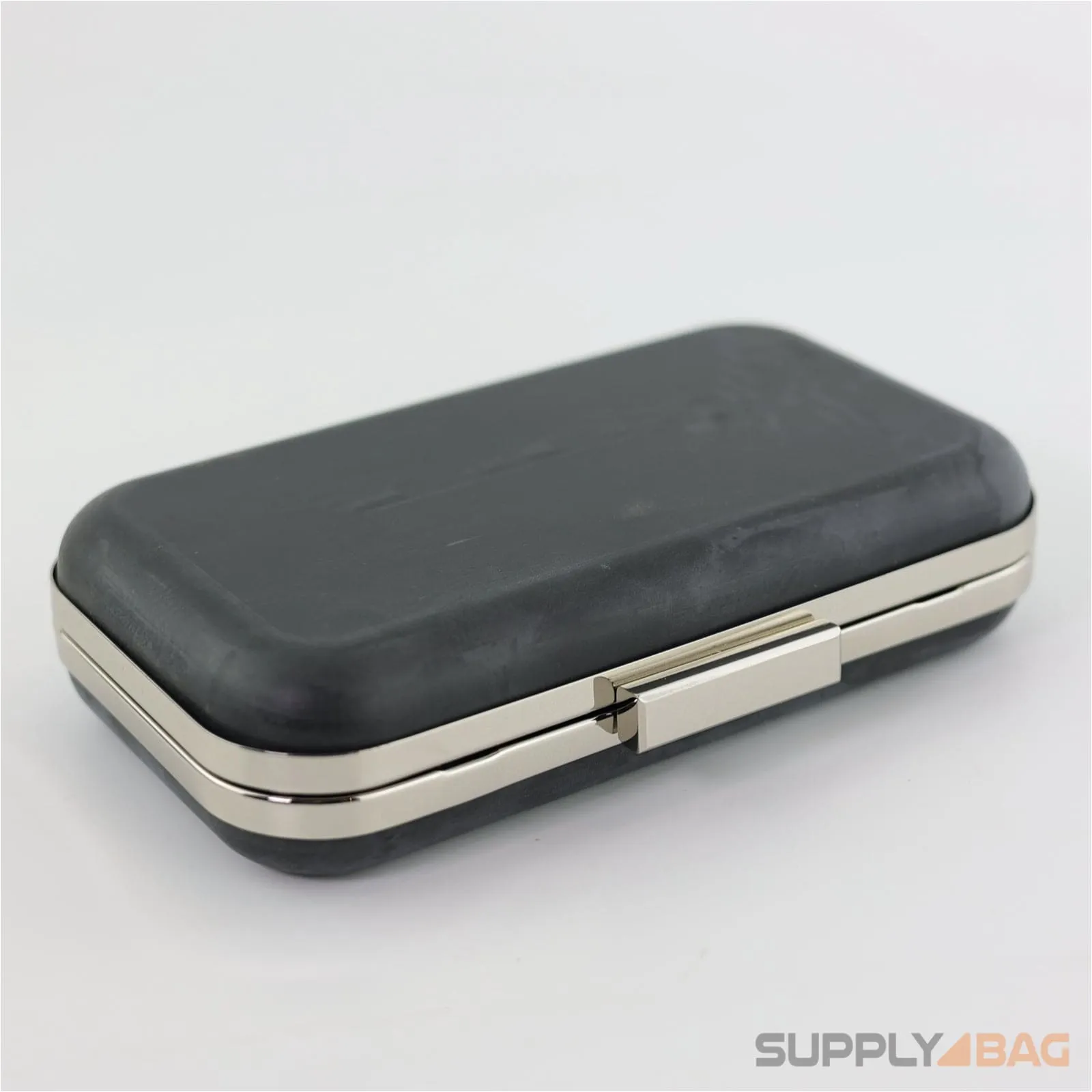 7 3/4 x 4 1/2 inch - Silver Clamshell Clutch Frame with Covers