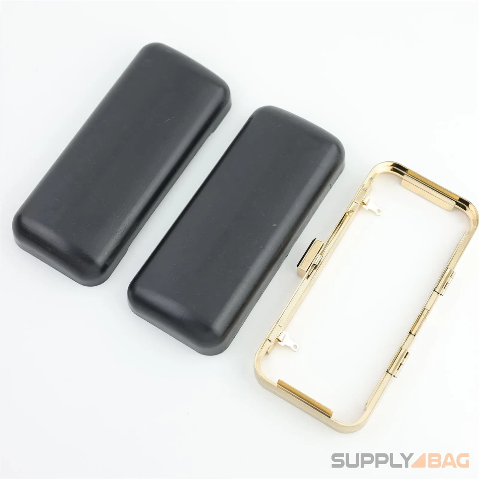 7 x 3 inch - Gold Clamshell Clutch Frame with Covers