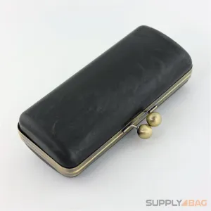 9.5 x 4 inch - Ball Closure - Antique Brass Large Clamshell Clutch Frame with Covers