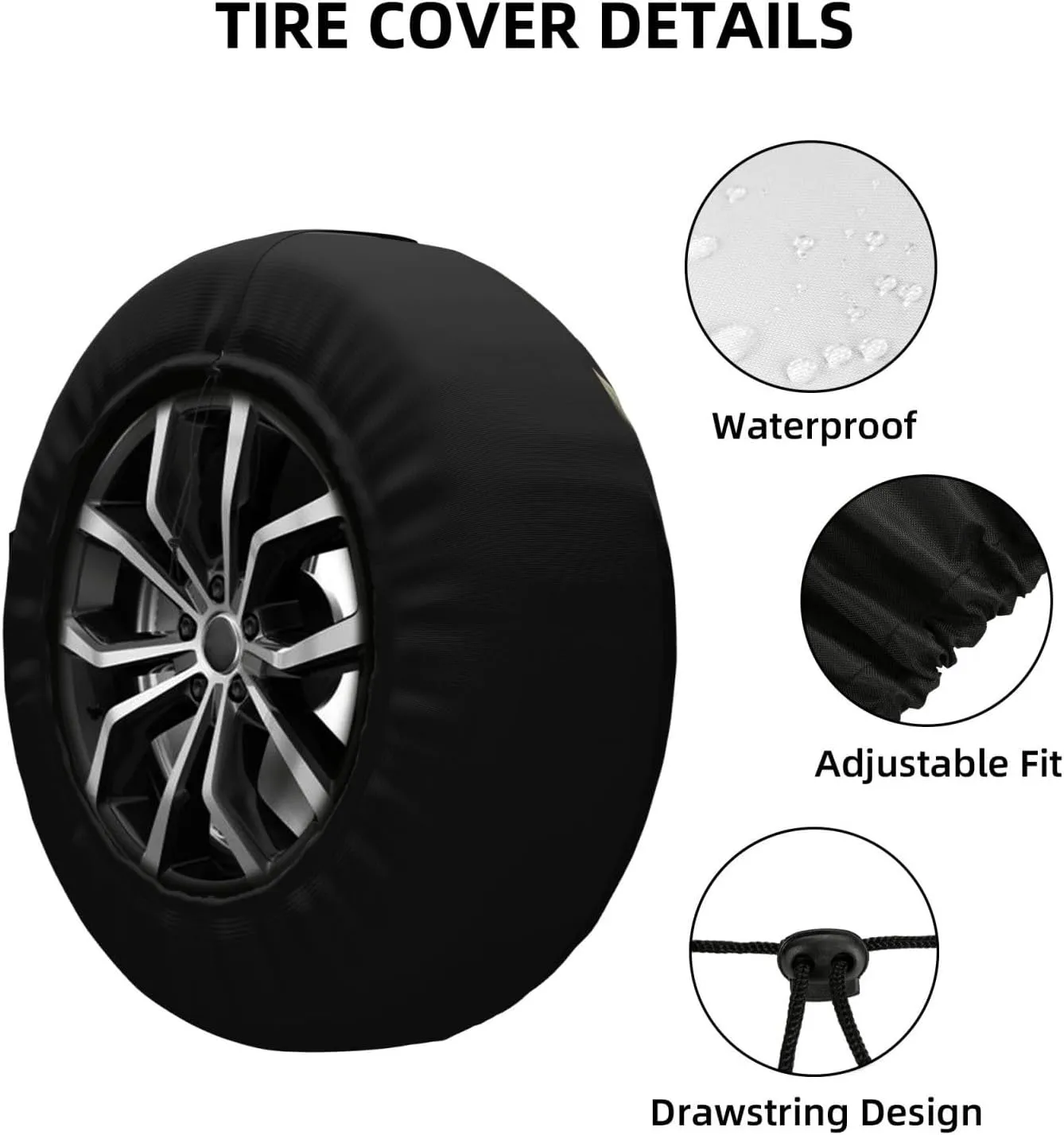 A Skeleton Tire Cover Outdoor Waterproof Snow Sun Rain Wheel Cover Portable Wheel Bags Camper Spare Tire Cover Universal Car Tire Protectors for Trailer RV SUV