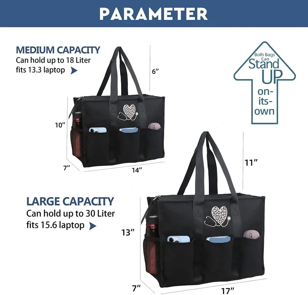 ABAMERICA Nurse Bags for Work: Multiple Pockets, Waterproof, Organizing Zip Top Clinical Bag for Nursing Students