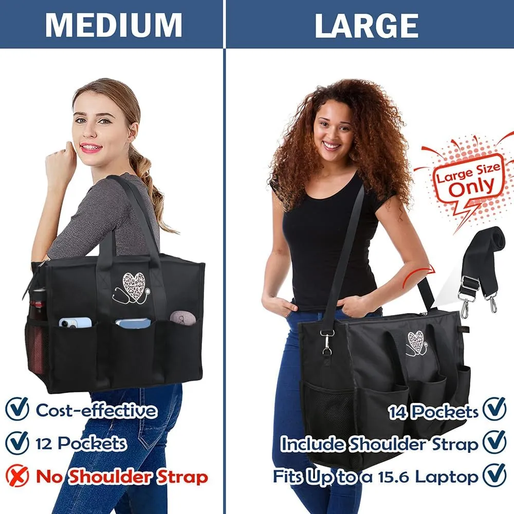 ABAMERICA Nurse Bags for Work: Multiple Pockets, Waterproof, Organizing Zip Top Clinical Bag for Nursing Students