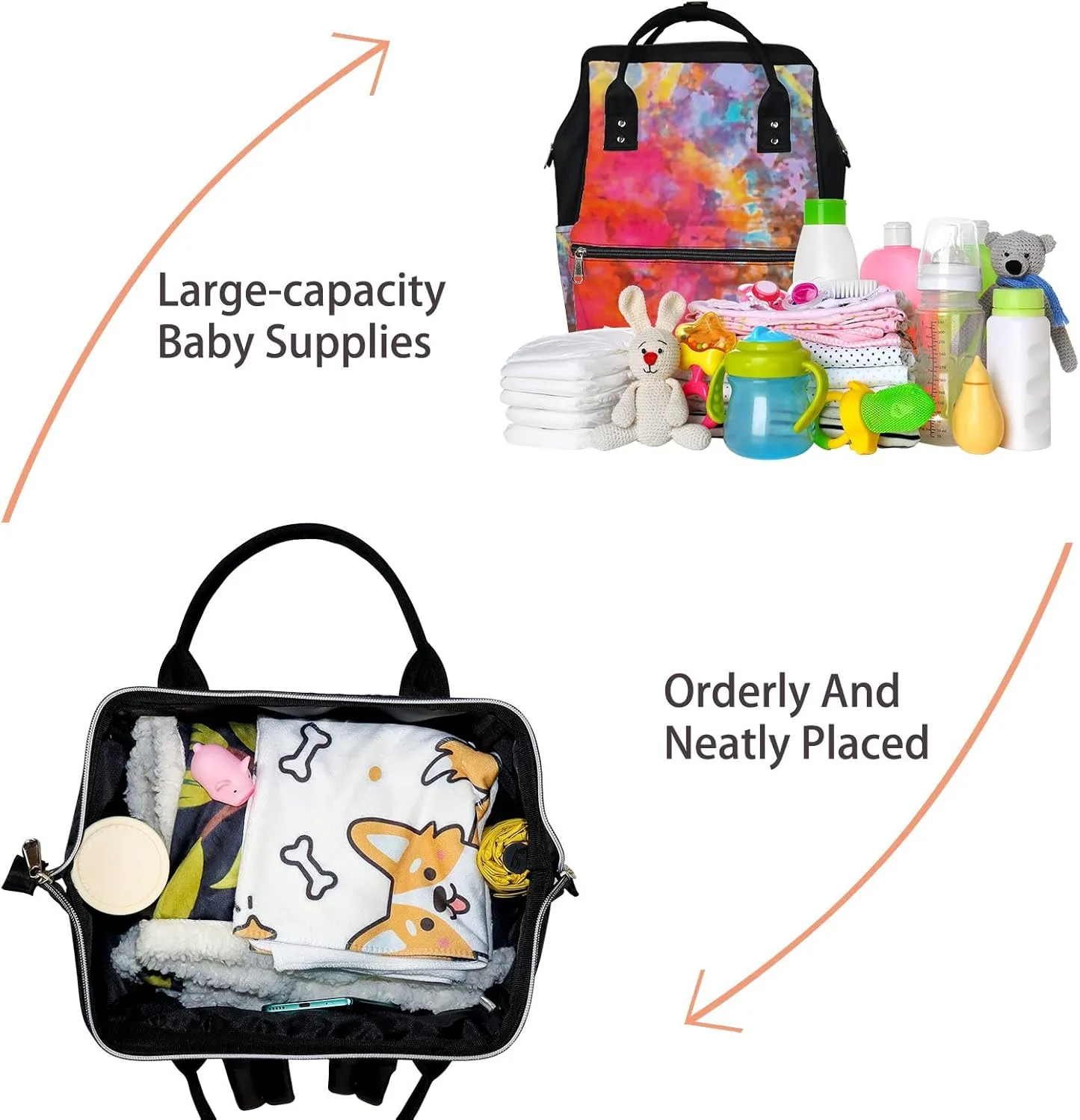 Abstract Background Colorful Acrylic Style Digital Diaper Bag Backpack, waterproof backpack Baby Nappy Changing Bags Laptop Backpack for Travel, Large Capacity, Durable and Stylish for Woman and Men.