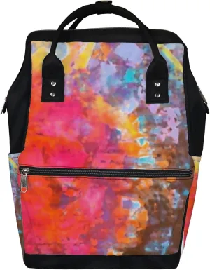 Abstract Background Colorful Acrylic Style Digital Diaper Bag Backpack, waterproof backpack Baby Nappy Changing Bags Laptop Backpack for Travel, Large Capacity, Durable and Stylish for Woman and Men.