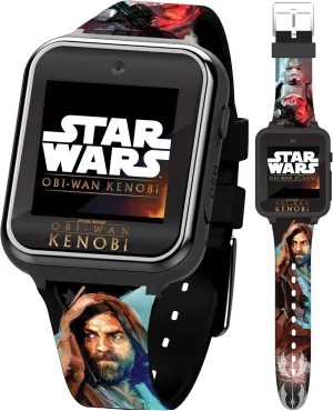 Accutime Star Wars OBI-Wan Kenobi Kids Smart Watch with Touchscreen, 10 Jedi Clock Faces, Selfie Camera, Games, Stopwatch, and Step Counter – Fits Wrists 5.5" to 8"