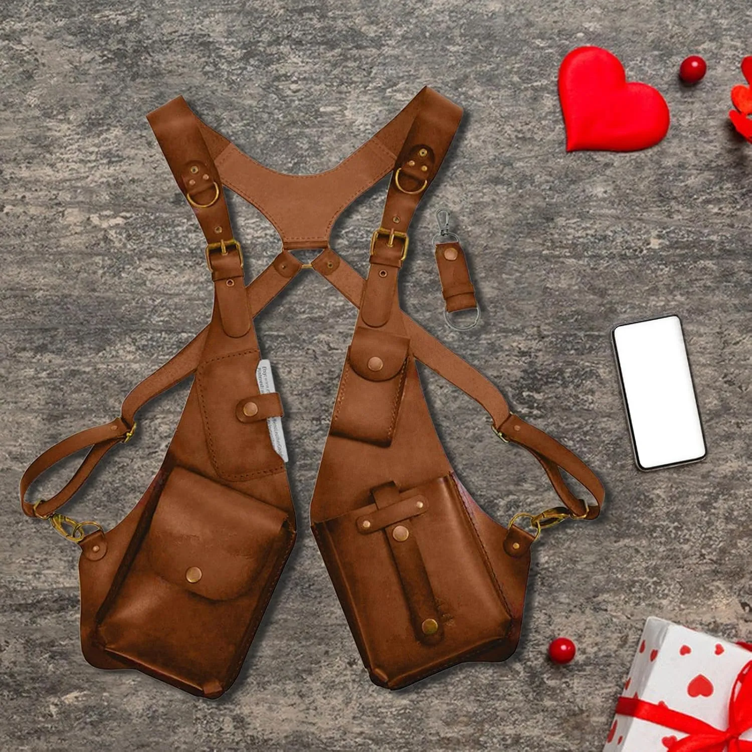 Adjustable PU Leather Shoulder Holster Bag, Men Anti-Theft Underarm Strap Wallet Pocket, Phone Shoulder Holster Bag