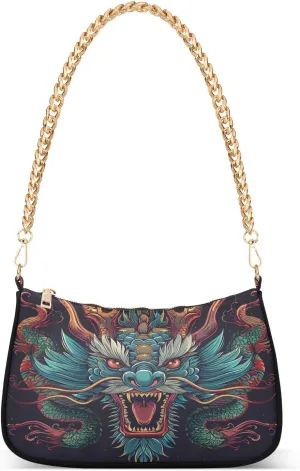 ALAZA Angry Chinese Dragon Shoulder Bag Purse for Women Tote Handbag with Zipper Closure