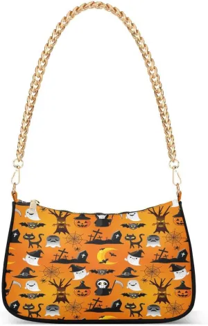 ALAZA Cartoon Halloween Ghost Bat Pumpkin Women's Handbags Tote Crossbody Bag Purse Ladies Shoulder Bag Hobo Handbag