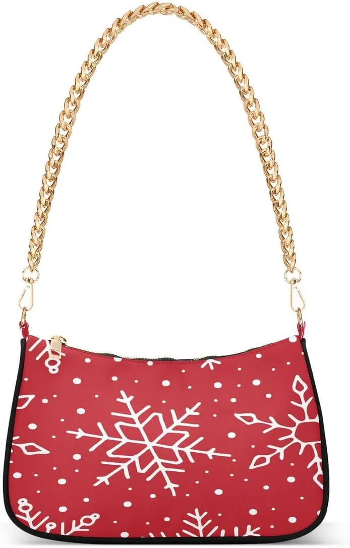 ALAZA Christmas Snowflakes Snow Red Women's Handbags Tote Crossbody Bag Purse Ladies Shoulder Bag Hobo Handbag