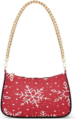 ALAZA Christmas Snowflakes Snow Red Women's Handbags Tote Crossbody Bag Purse Ladies Shoulder Bag Hobo Handbag