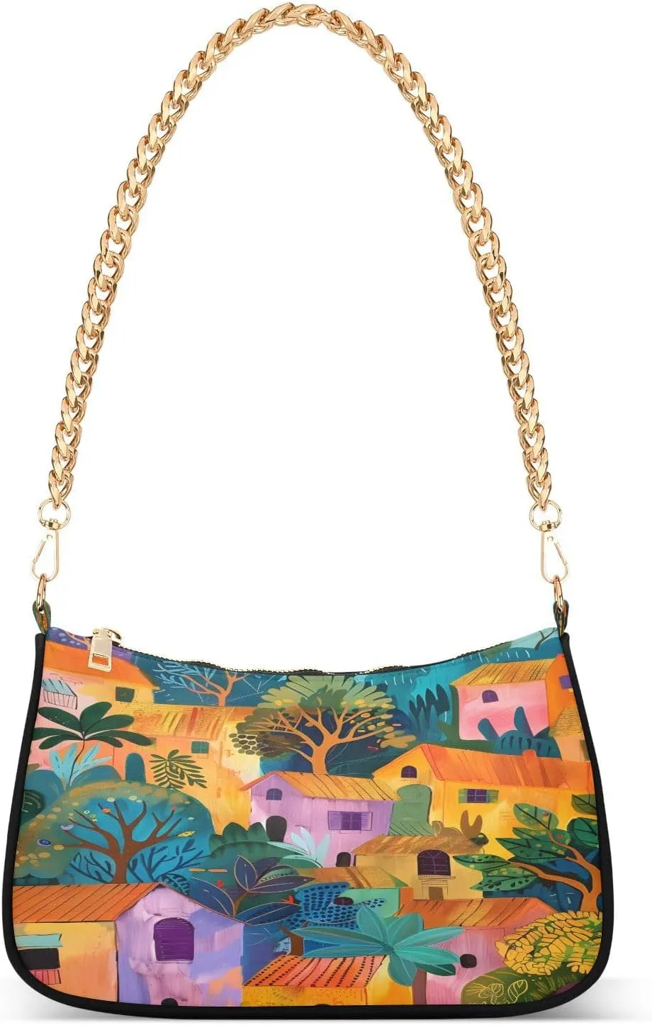 ALAZA Colorful Village House Women's Handbags Tote Crossbody Bag Purse Ladies Shoulder Bag Hobo Handbag