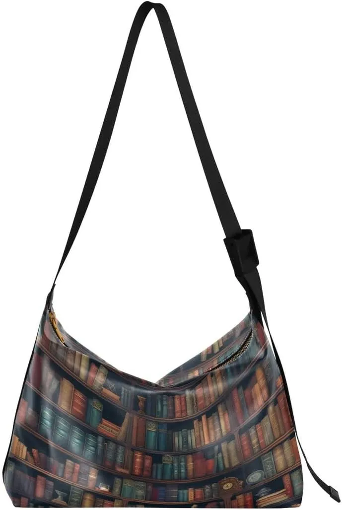 ALAZA Library Book Shelf Women's Leather Hobo Handbag Shoulder Bag Crossbody Casual Large Tote Bag Purse