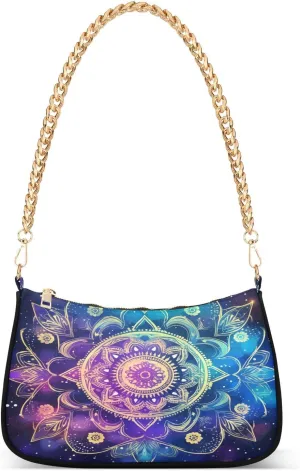 ALAZA Mandala Galaxy Nebula Space Shoulder Bag Purse for Women Tote Handbag with Zipper Closure