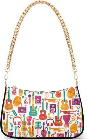 ALAZA Music Notes Musical Instruments Shoulder Bag Purse for Women Tote Handbag with Zipper Closure