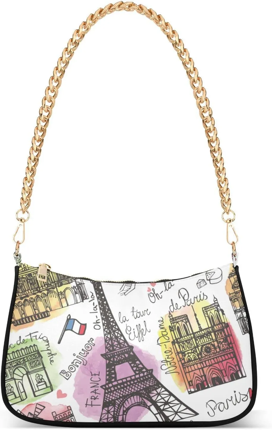 ALAZA Paris Landmark Eiffel Tower Shoulder Bag Purse for Women Tote Handbag with Zipper Closure