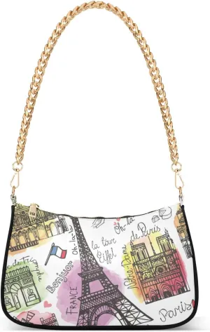ALAZA Paris Landmark Eiffel Tower Shoulder Bag Purse for Women Tote Handbag with Zipper Closure
