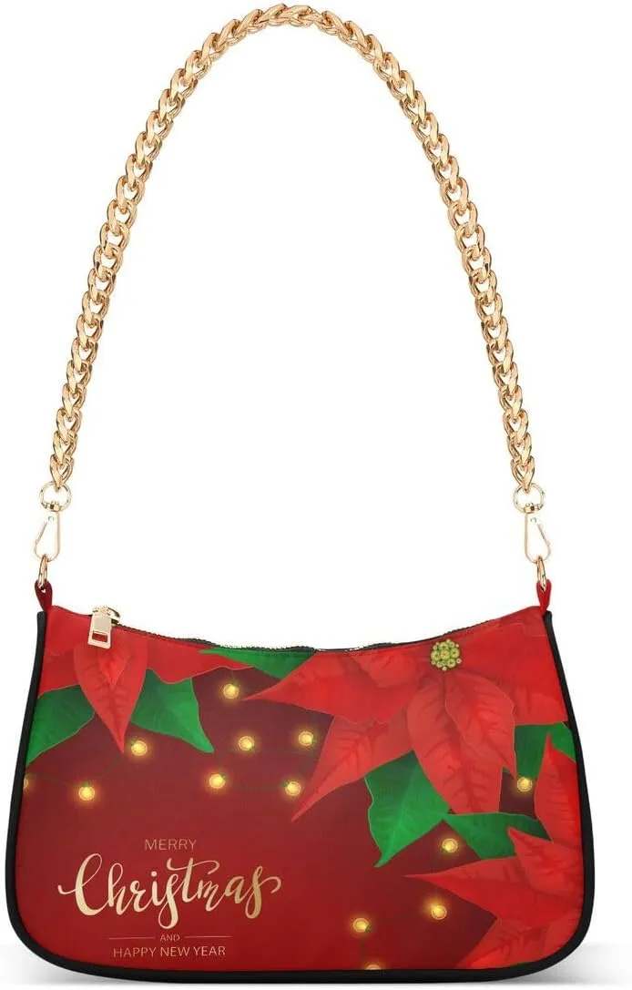 ALAZA Poinsettia Christmas Lights Red Women's Handbags Tote Crossbody Bag Purse Ladies Shoulder Bag Hobo Handbag