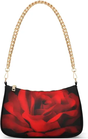 ALAZA Red Rose on Black Background Shoulder Bag Purse for Women Tote Handbag with Zipper Closure