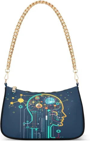 ALAZA Science Brain Shoulder Bag Purse for Women Tote Handbag with Zipper Closure