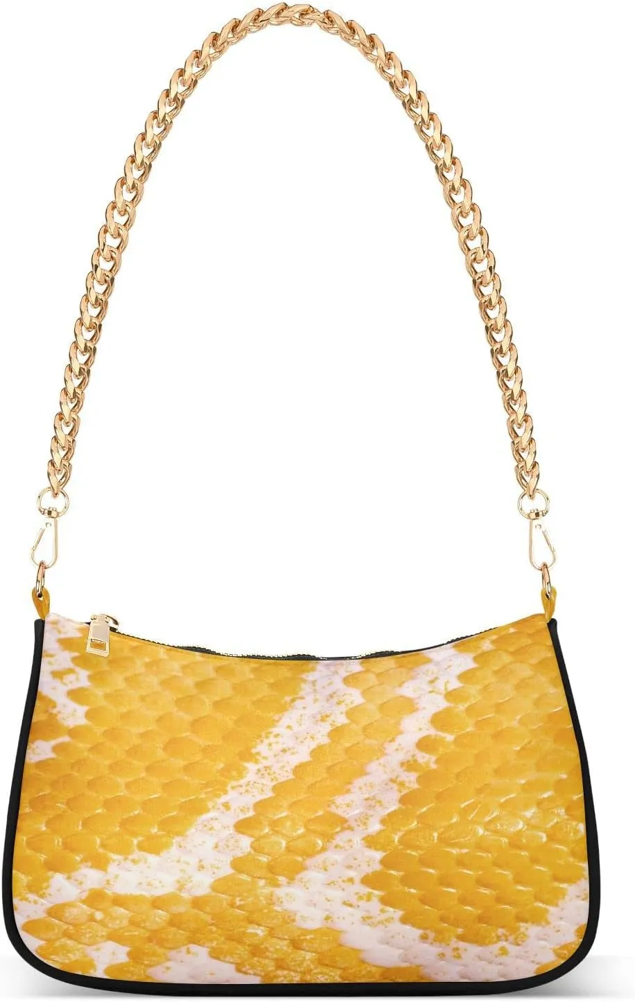 ALAZA Snake Skin Print Yellow Python Shoulder Bag Purse for Women Tote Handbag with Zipper Closure
