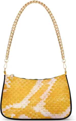 ALAZA Snake Skin Print Yellow Python Shoulder Bag Purse for Women Tote Handbag with Zipper Closure