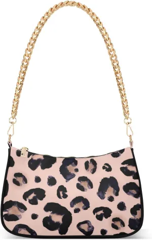 ALAZA Watercolor Animal Snow Leopard Pink Beige Shoulder Bag Purse for Women Tote Handbag with Zipper Closure