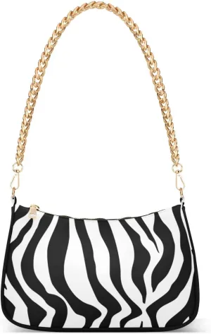 ALAZA Zebra Prints Animal Shoulder Bag Purse for Women Tote Handbag with Zipper Closure