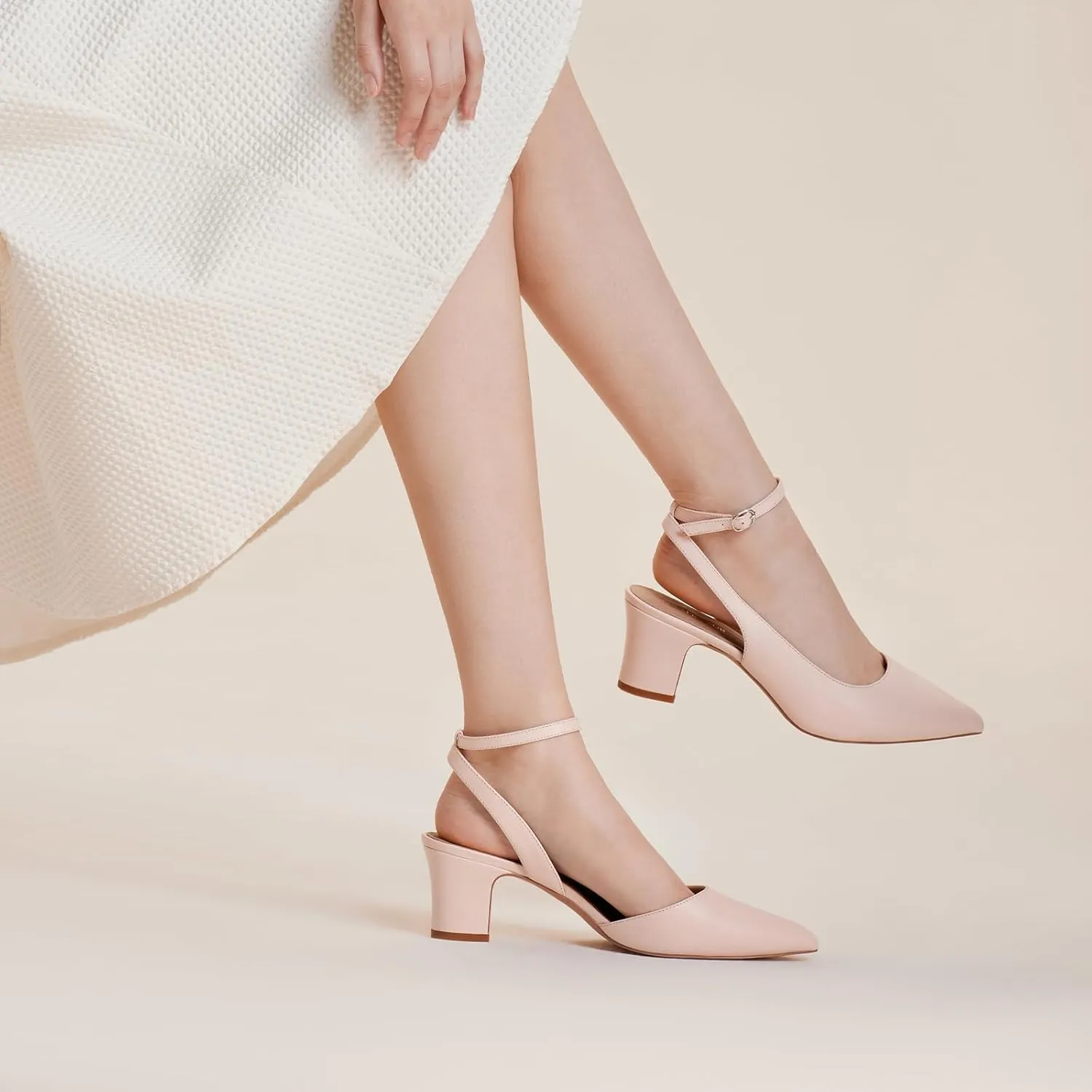 ALICEPUB Women's Closed Toe Heels Pumps Slingback Heels 2inch Chunky Block Heels Low Dress Shoes Comfortable Business Office Work Heels Wedding Shoes